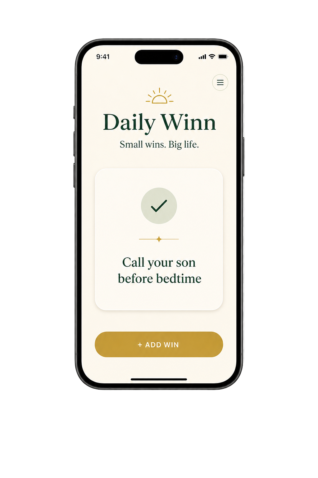 Father of the Year app showing the Daily Winn screen